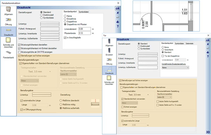 New option - dimensioning windows and doors on axis