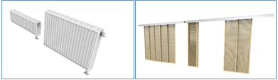 3D sliding shutters and 3D radiators