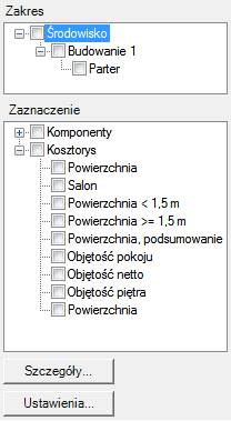 Wybór do analizy dużych elementów i powierzchni