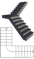 Quarter-turn staircase with landing